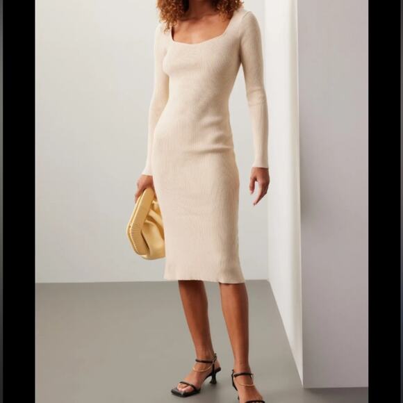 Area Stars Sweetheart Ribbed Sweater Midi Dress in Gray Size Medium NWT - Picture 8 of 8